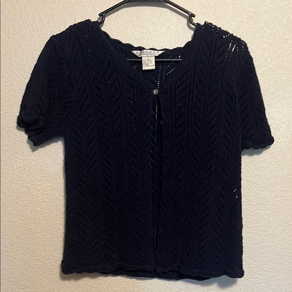 JohnPaulRichard Navy Textured Knit Blouse